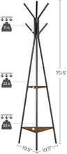 Load image into Gallery viewer, Black Coat Rack Stand Industrial Style 2 Shelves Clothes
