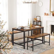 Load image into Gallery viewer, Set of 2 Table Benches Industrial Style Durable Metal Frame 108 x 32.5 x 50 cm Rustic Brown