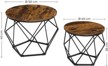 Load image into Gallery viewer, Set of 2 Side Tables Robust Steel Frame Rustic Brown and Black