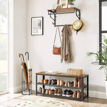 Load image into Gallery viewer, Shoe Rack with 2 Shelves 100 x 30 x 45 cm Rustic Brown and Black