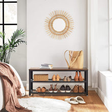 Load image into Gallery viewer, Shoe Rack with 2 Shelves 100 x 30 x 45 cm Rustic Brown and Black