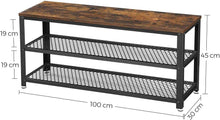 Load image into Gallery viewer, Shoe Rack with 2 Shelves 100 x 30 x 45 cm Rustic Brown and Black