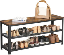 Load image into Gallery viewer, Shoe Rack with 2 Shelves 100 x 30 x 45 cm Rustic Brown and Black