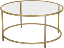 Load image into Gallery viewer, Gold Glass Table with Golden Iron Frame Stable and Robust Tempered Glass