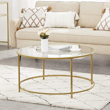 Load image into Gallery viewer, Gold Glass Table with Golden Iron Frame Stable and Robust Tempered Glass