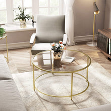 Load image into Gallery viewer, Gold Glass Table with Golden Iron Frame Stable and Robust Tempered Glass