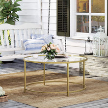 Load image into Gallery viewer, Gold Glass Table with Golden Iron Frame Stable and Robust Tempered Glass