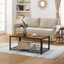 Load image into Gallery viewer, Coffee Table with Metal Frame Storage Shelf Rustic Brown