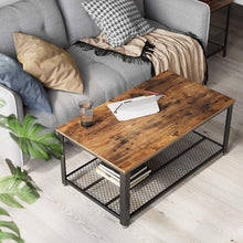 Load image into Gallery viewer, Coffee Table with Metal Frame Storage Shelf Rustic Brown