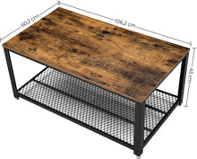 Load image into Gallery viewer, Coffee Table with Metal Frame Storage Shelf Rustic Brown