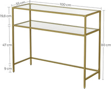 Load image into Gallery viewer, Console Table Metal Frame with 2 Shelves Adjustable Feet