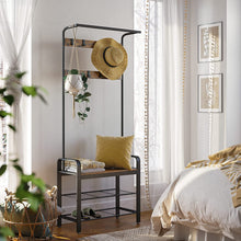 Load image into Gallery viewer, Vintage Coat Rack Shoe Bench, Wood Look Accent Furniture and Metal Frame