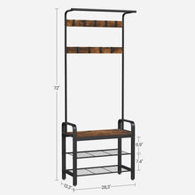 Load image into Gallery viewer, Vintage Coat Rack Shoe Bench, Wood Look Accent Furniture and Metal Frame