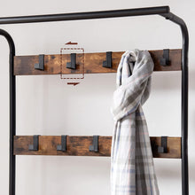 Load image into Gallery viewer, Vintage Coat Rack Shoe Bench, Wood Look Accent Furniture and Metal Frame