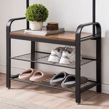 Load image into Gallery viewer, Vintage Coat Rack Shoe Bench, Wood Look Accent Furniture and Metal Frame
