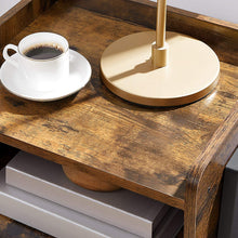 Load image into Gallery viewer, Vintage Nightstand Stackable End Table Wood Look Accent Furniture Metal Frame