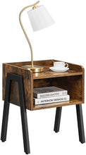 Load image into Gallery viewer, Vintage Nightstand Stackable End Table Wood Look Accent Furniture Metal Frame
