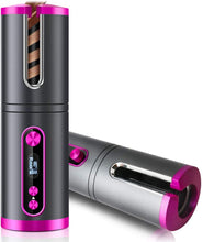 Load image into Gallery viewer, Portable Wireless Automatic Hair Curler for Travel with LED Temperature Display, Timer and USB Rechargeable (Pink)