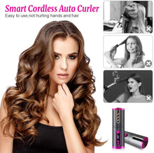 Load image into Gallery viewer, Portable Wireless Automatic Hair Curler for Travel with LED Temperature Display, Timer and USB Rechargeable (Pink)