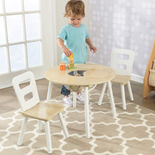 Load image into Gallery viewer, Round Table and 2 Chair Set for children (White Natural)