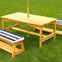 Load image into Gallery viewer, Outdoor Table & Bench Set with Cushions & Umbrella (Navy)