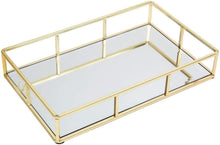 Load image into Gallery viewer, Tray Gold Mirror Decorative for Storage Jewelry and Makeup accessories