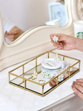 Load image into Gallery viewer, Tray Gold Mirror Decorative for Storage Jewelry and Makeup accessories