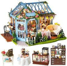 Load image into Gallery viewer, Dollhouse Miniature with Furniture Kit Plus Dust Proof and Music Movement - Rosa Garden Tea