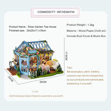 Load image into Gallery viewer, Dollhouse Miniature with Furniture Kit Plus Dust Proof and Music Movement - Rosa Garden Tea