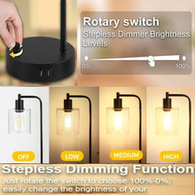 Load image into Gallery viewer, 2x Pack Industrial Table Lamp with 2 USB Port for Bedside Nightstand Desk and Living Room Office (Bulb not Included)