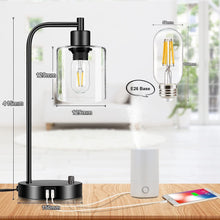 Load image into Gallery viewer, 2x Pack Industrial Table Lamp with 2 USB Port for Bedside Nightstand Desk and Living Room Office (Bulb not Included)