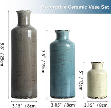 Load image into Gallery viewer, Ceramic Vases Set of 3 Crackled Finish Blue Farmhouse for Home D�cor