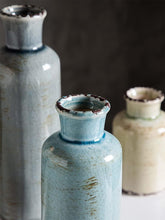 Load image into Gallery viewer, Ceramic Vases Set of 3 Crackled Finish Blue Farmhouse for Home D�cor