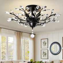 Load image into Gallery viewer, Crystal Chandelier LED Ceiling Light , 4 lights, Black