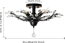 Load image into Gallery viewer, Crystal Chandelier LED Ceiling Light , 4 lights, Black