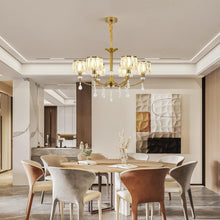 Load image into Gallery viewer, Gold Chandelier, 6 Lights, Wagon Wheel Clear Crystal