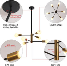 Load image into Gallery viewer, Sputnik Chandelier Modern Industrial, 6-Light , Black & Gold