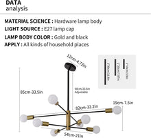 Load image into Gallery viewer, Sputnik Chandelier Modern Industrial, 8-Light , Black & Gold