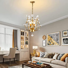 Load image into Gallery viewer, Crystal Chandelier Vintage, 3 Lights, Gold