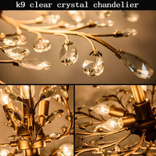 Load image into Gallery viewer, Crystal Chandelier Vintage, 3 Lights, Gold