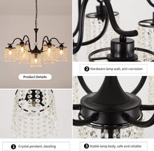 Load image into Gallery viewer, Crystal Chandelier Industrial Farmhouse, Black