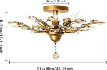 Load image into Gallery viewer, Crystal Chandelier Vintage, 4 Lights, Gold
