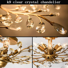 Load image into Gallery viewer, Crystal Chandelier Vintage, 4 Lights, Gold