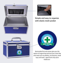 Load image into Gallery viewer, Locking Combination Medicine Box (Blue/Medium)