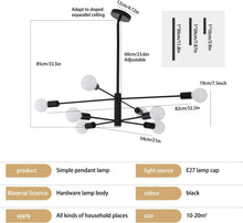 Load image into Gallery viewer, Modern Sputnik Chandelier, 8 Light, Black