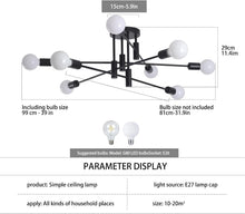 Load image into Gallery viewer, Modern Semi Flush Chandelier, 8 Light, Black