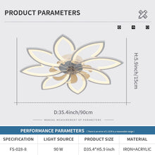 Load image into Gallery viewer, Modern Ceiling Light Fan, Low Profile, 6 Wind Speed, 3 Color (90cm, White)