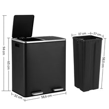 Load image into Gallery viewer, Kitchen Dual Recycling Bin 30L, Black