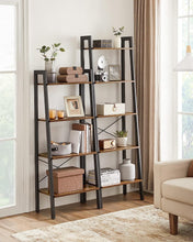Load image into Gallery viewer, 5-Tier Industrial Bookcase, Rustic Brown