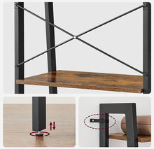 Load image into Gallery viewer, 5-Tier Industrial Bookcase, Rustic Brown
